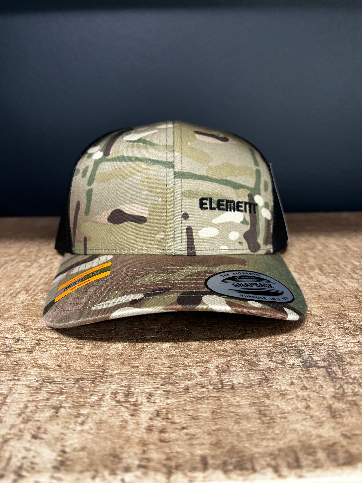 Camo Hat with Black Mesh