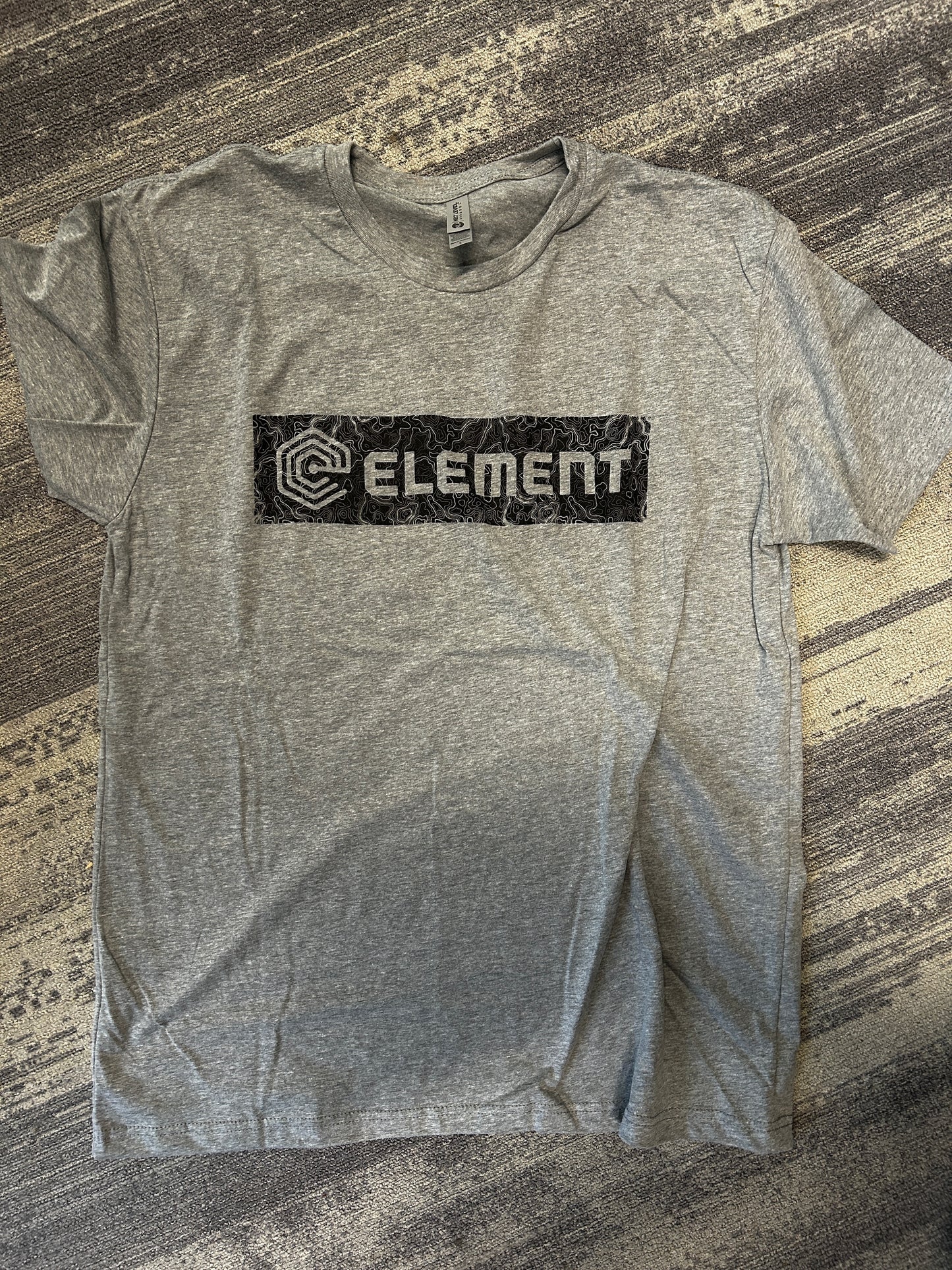 Black topographic map on chest - Gray Shirt