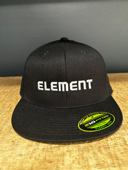 Black Flat Brim Hat with White Element Logo