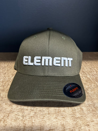 Olive Green 3D Puff Hat with White Element Logo