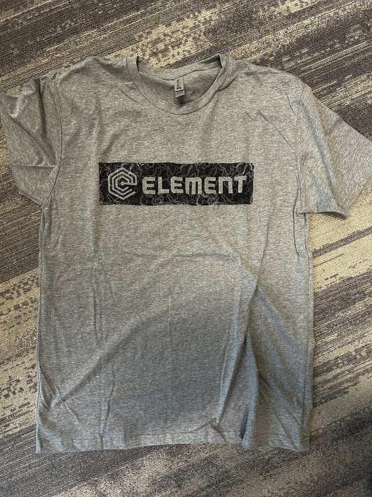 Black topographic map on chest - Gray Shirt