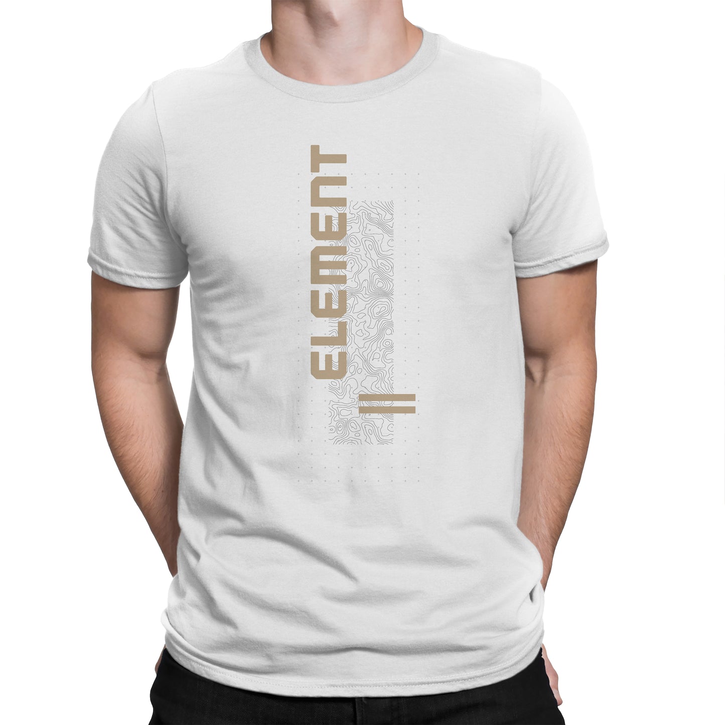 Element Logo with Vertical Topographic Map